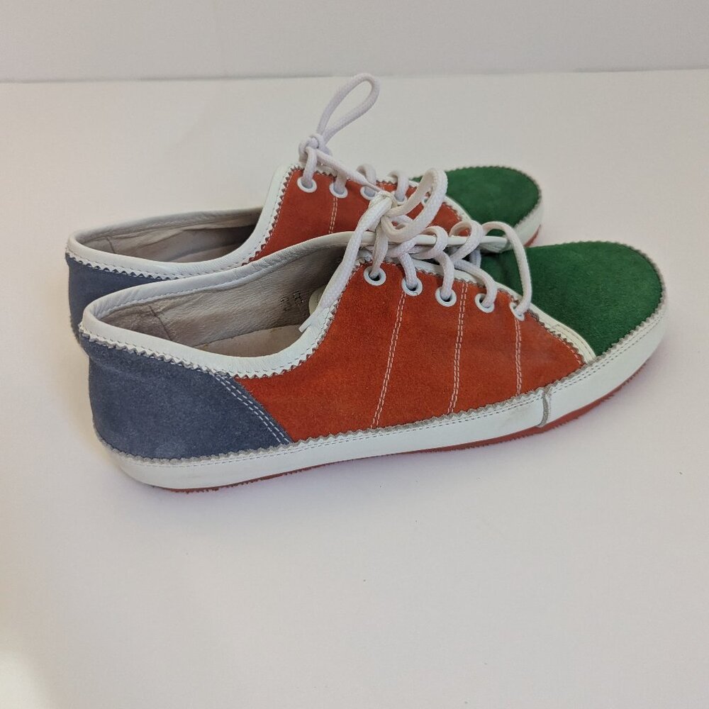 Gray and Green Retro-Inspired Sneakers